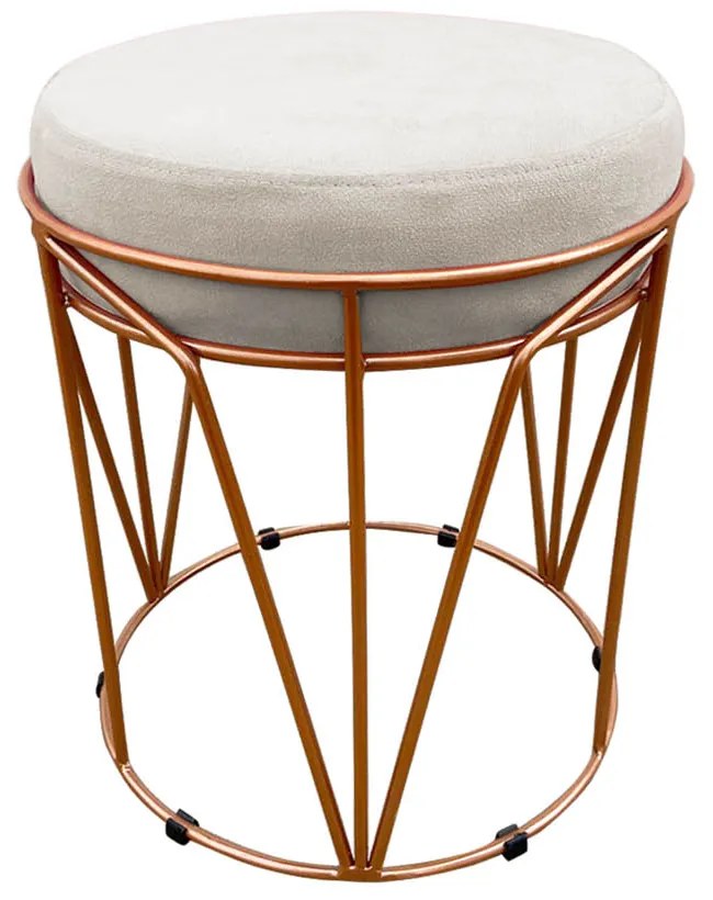 Puff Multiuso com Mesa Babu 2 em 1 Suede Bege Base Cobre - D'Rossi