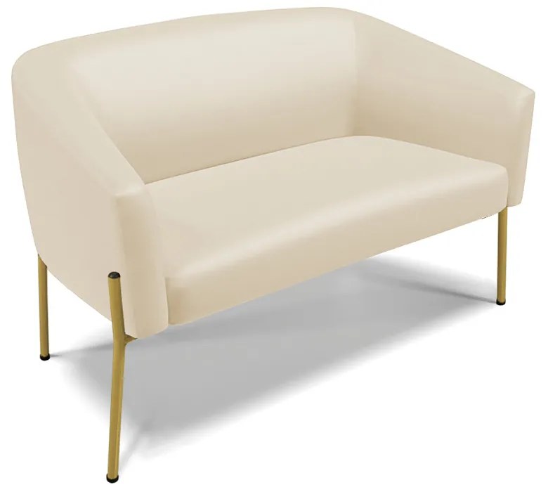 Namoradeira e 2 Poltronas Pé de Ferro Dourado Stella Sintético D03 - D'Rossi - Bege