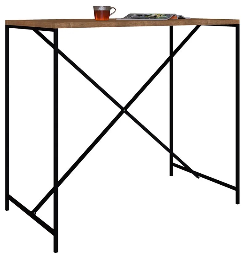 Mesa de Jantar Retangular 110 cm Bancada Steel Quadrada Vermont e Preto - D'Rossi