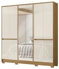 Guarda Roupa Casal 216cm Com Espelho Freeze Freijó/Off Z17   - Mpozena