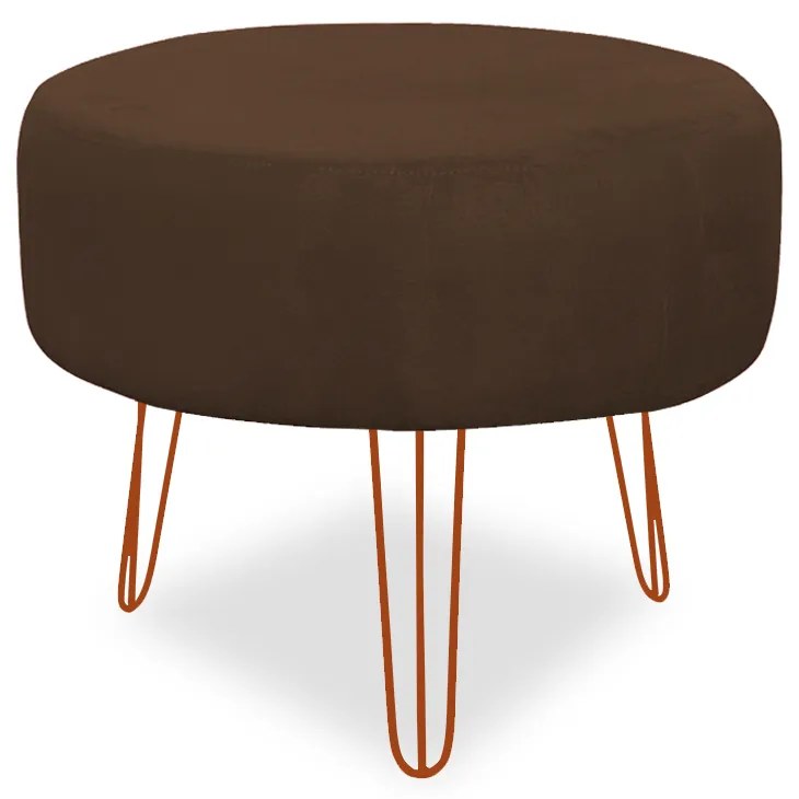 Puff Chloe Pés Hairpin Legs Bronze Suede Marrom