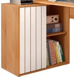 Mesa para Escritório Home Office 1 Porta Ripada Tech Freijó/Off White
