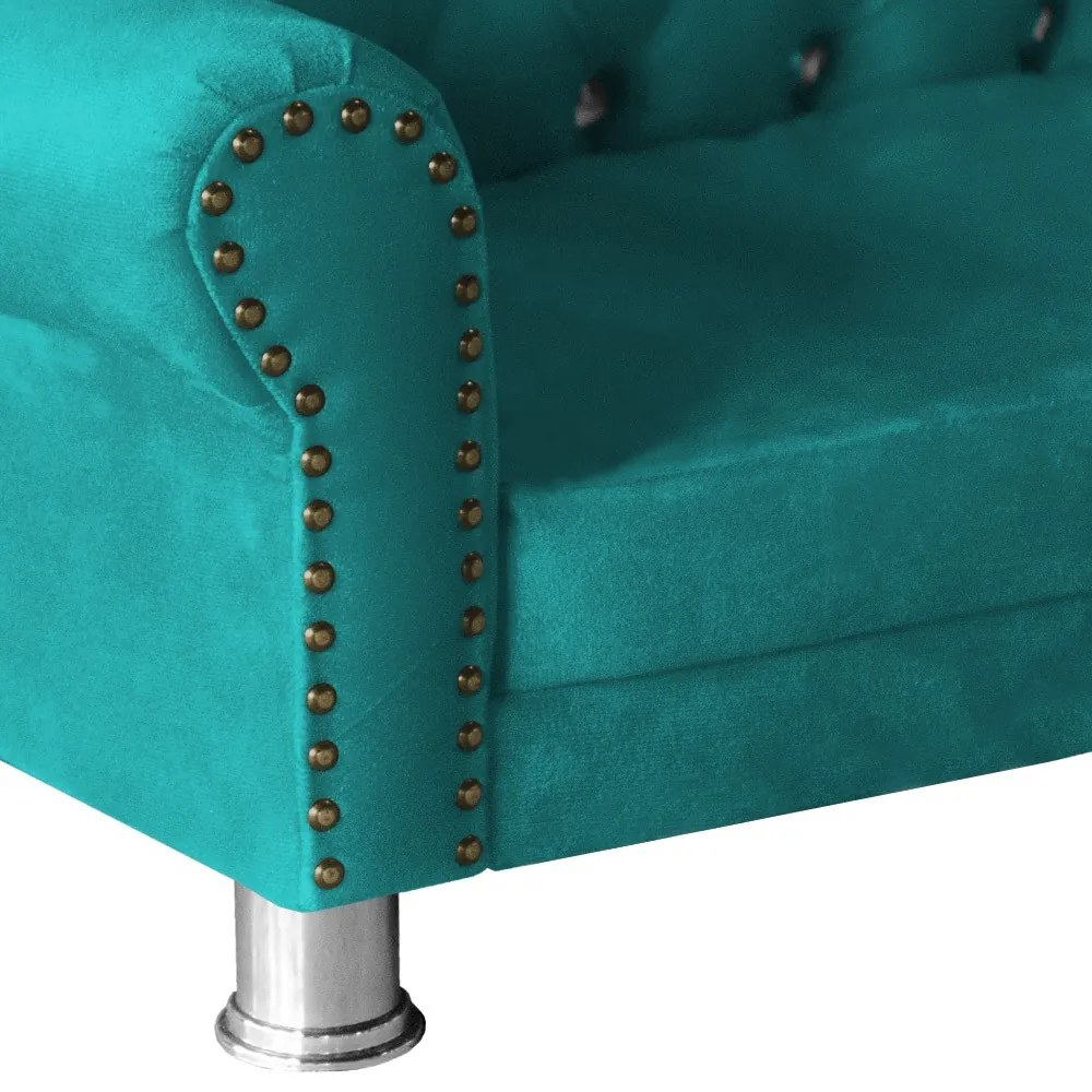 Mini Divã Sofá Realeza Cama Pet para Cães ou Gatos Elegante Suede Azul Tiffany