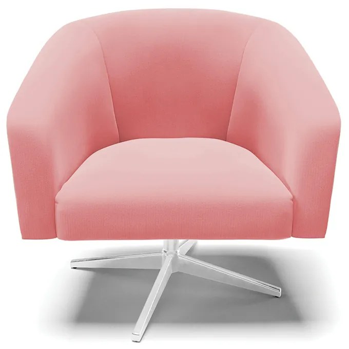 Poltrona Decorativa Giratória Cromada Stella Suede Rosê D03 - D'Rossi