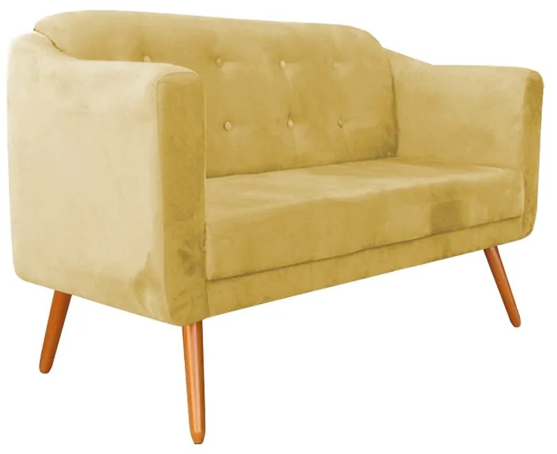 Namoradeira Bruna 1,40 m 2 Lugares Pés Palito Suede Amarelo