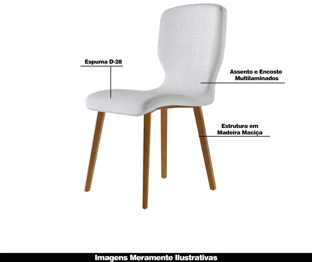 Kit 4 Cadeiras Decorativas Sala de Jantar Madeira Maciça Parker Linho Cinza Claro G13 - Gran Belo
