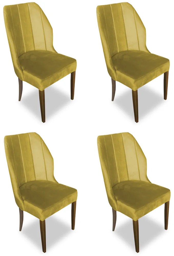 Kit 4 Cadeiras De Jantar Safira Suede Amarelo
