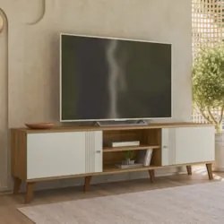 Rack Bancada Para TV 75 Pol 180cm Sia Nature/Off Z49 - Mpozenato