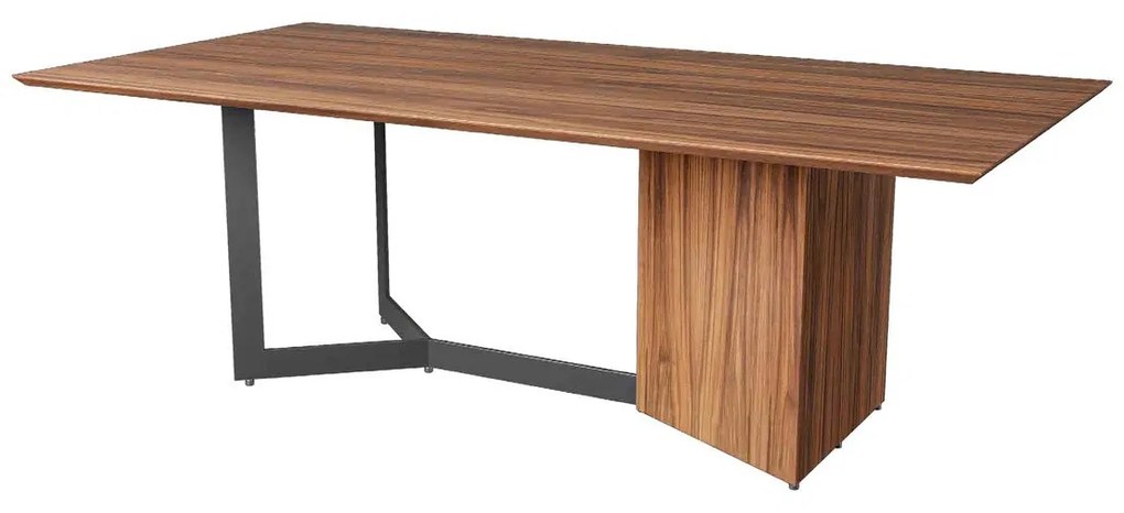 Mesa de Jantar Leontis Retangular Tampo com Acabamento Laminado Base Madeira Laminada e Base Aço Pintura Laca