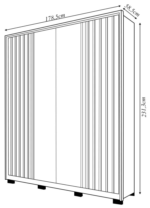 Guarda Roupa Solteiro 178,5cm Bravus 4 Portas de Bater 3 Gavetas MDP Buriti/OffWhite G11 - Gran Belo