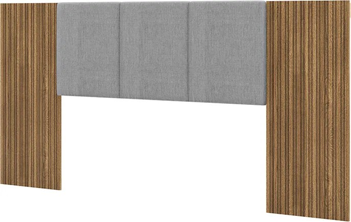 Cabeceira Casal Queen Cama Box 268cm Ripado Selma Linho V01 - D'Rossi - Brisa e Cinza