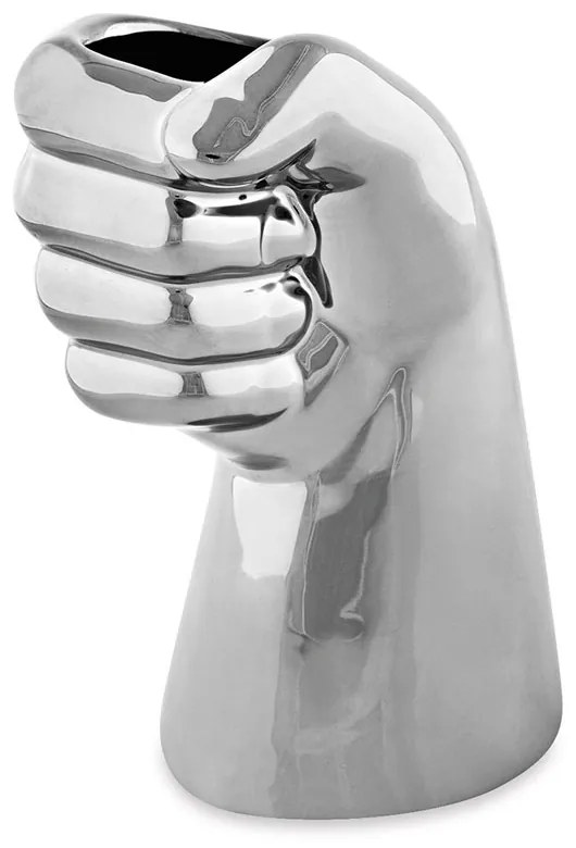Cachepot "Mao" Em Ceramica Prata 16x9 cm M02 - D'Rossi