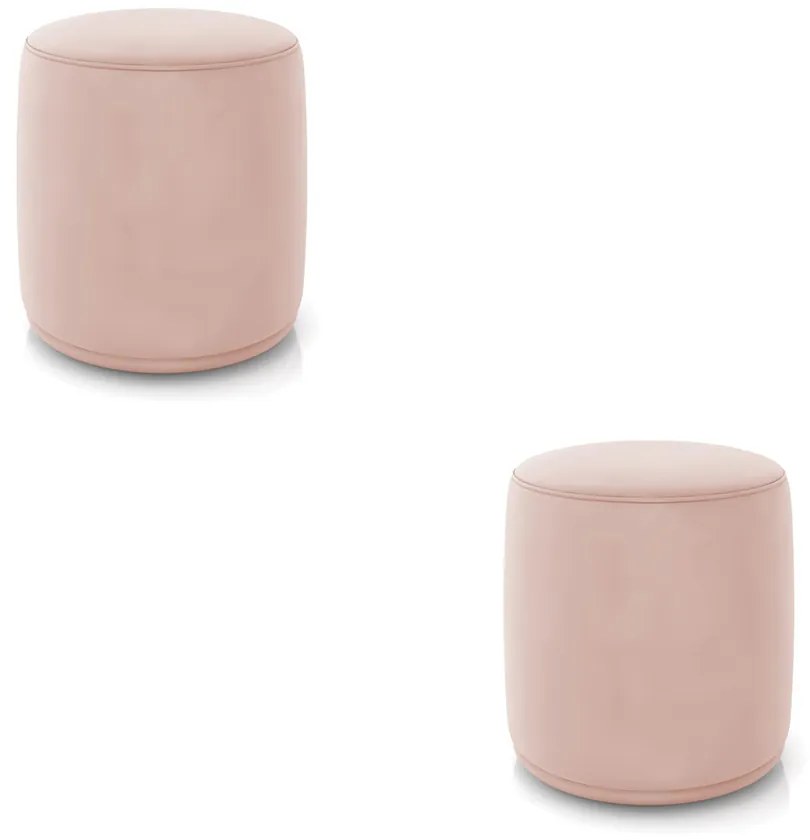 Puff Redondo Orgânico para Sala Kit 2 Malu Veludo M11 - D'Rossi - Rose
