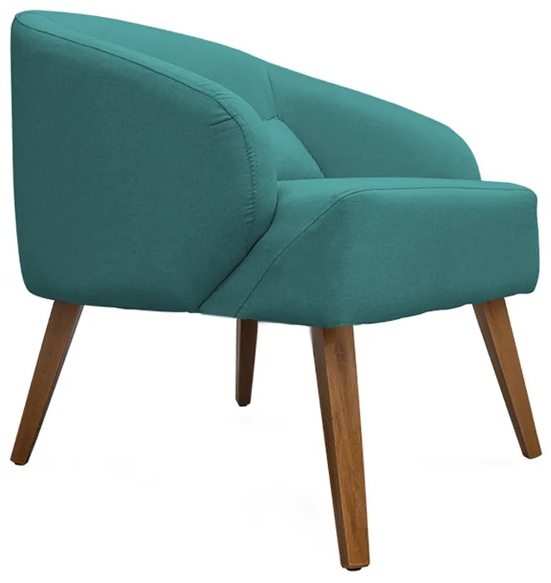 Kit 2 Poltronas Decorativas Lara Pés de Madeira Suede Turquesa - Sheep Estofados - Água