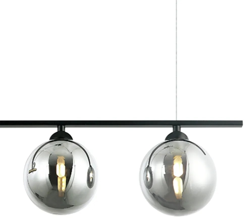Pendente Bambu Metal Preto E Bronze Vidro Fume 19X80X29Cm 3Xg9 | Bella...