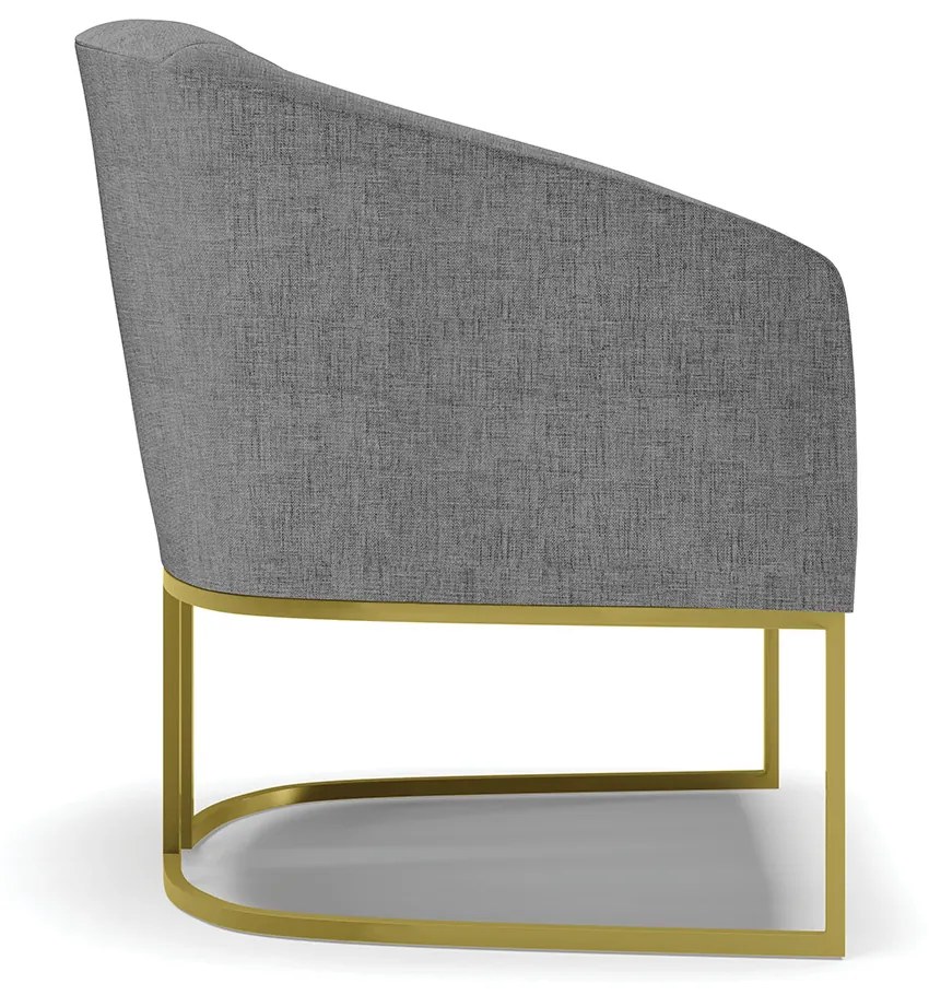 Poltrona Stella Linho Base Industrial Dourada D03 - D'Rossi - A32 Palha