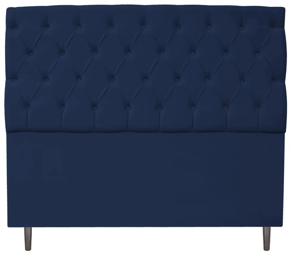Kit Cabeceira e Calçadeira Liverpool 160 cm Queen Size Suede Azul Marinho - ADJ Decor