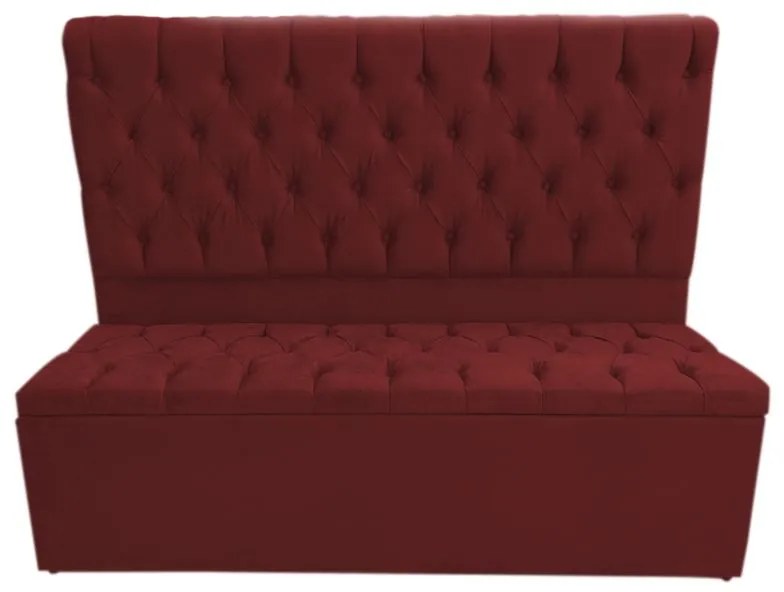 Cabeceira com Calçadeira Baú Solteiro 90cm Nicole Suede Bordô - Sheep Estofados - Vermelho escuro