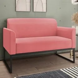 Poltrona Namoradeira 2 Lugares Base Industrial Preta Maressa S17 Suede