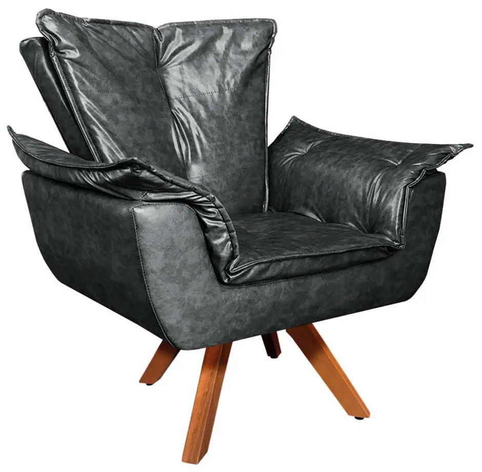 Poltrona Sala de Estar Giratória MM30 Opalla Corano D03 - D'Rossi - Preto