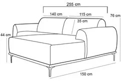 Sofá 255cm 4 Lugares com Chaise Direito Pés Gold Molino C-416 Linho Ci