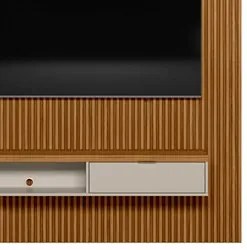Painel Ripado para TV 75 Pol. com Bancada 180cm Prime Plus L06 Nature/