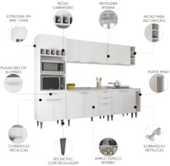Armário de Cozinha CP07 Com Pia 120cm Pérola Z34 Branco - Mpozenat