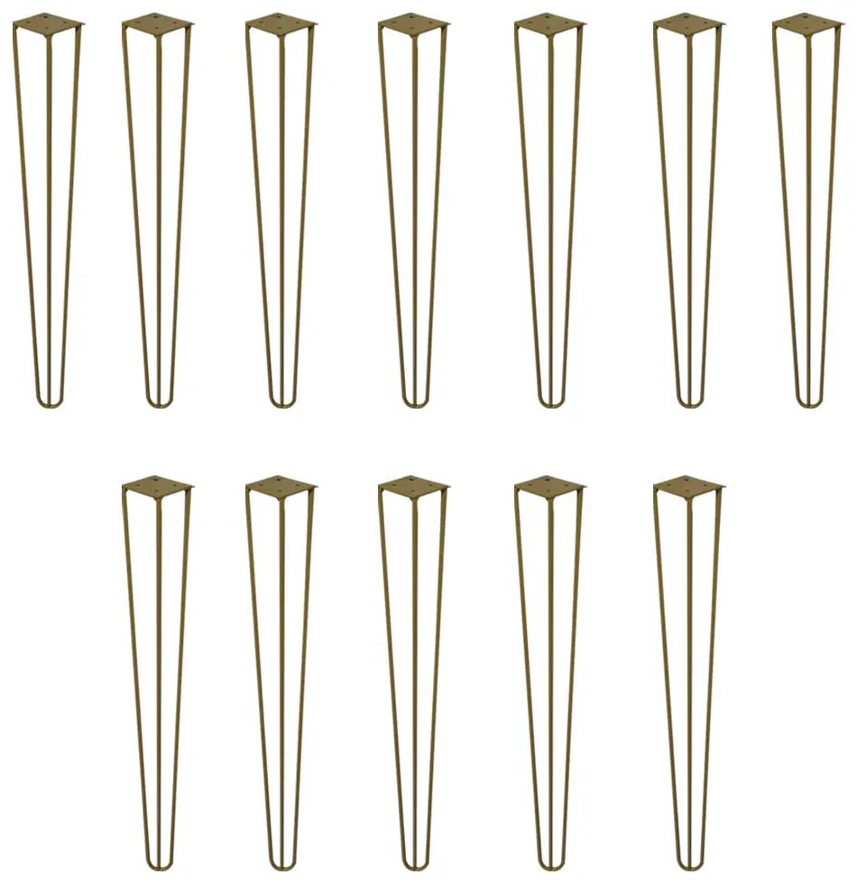 Kit 12 Pés de Metal 60 CM Hairpin Legs Mesa de Canto Aparador Dourado G41