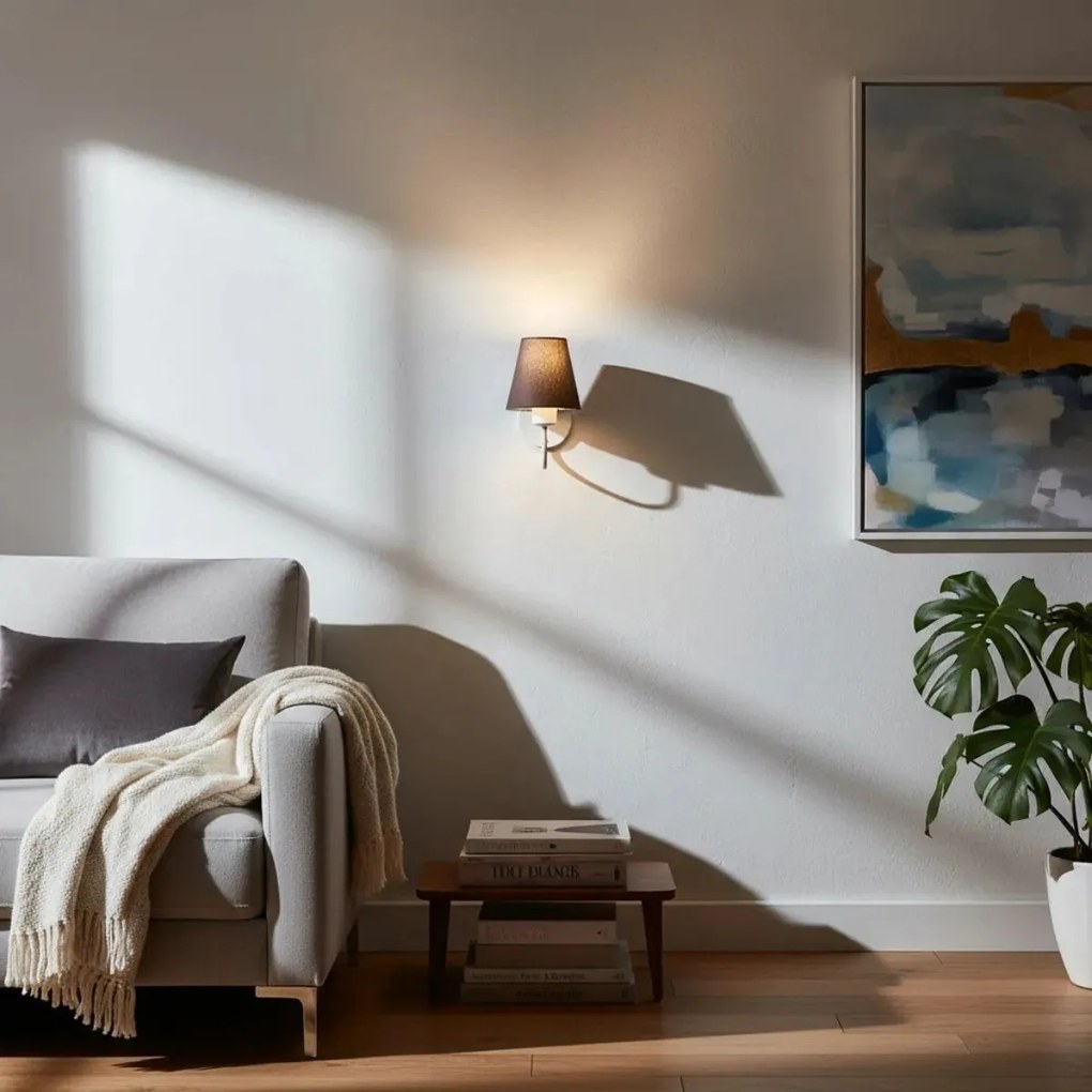 Arandela de Parede Vivare AR-2035BRLC Cúpula em Tecido Café