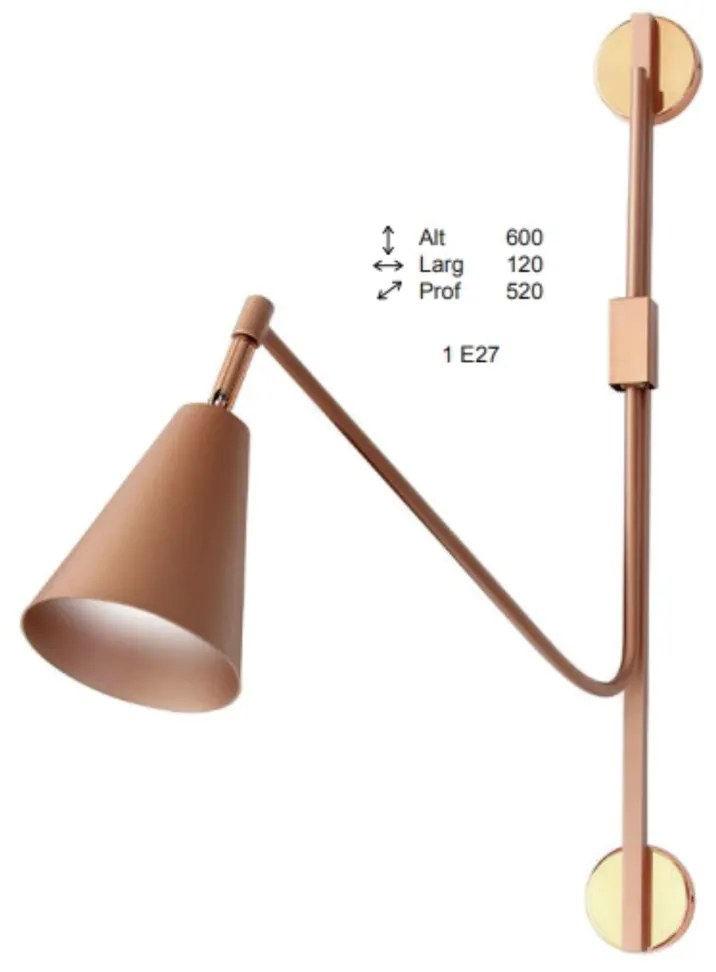 Arandela Choice Articulada 52X12X60Cm 1Xe27 - Old Artisan Ar-5557 (GRAFITE / COBRE BRILHO)