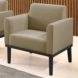 Poltrona Decorativa Base Madeira Preto Maressa Suede Marrom RT - Ibiza