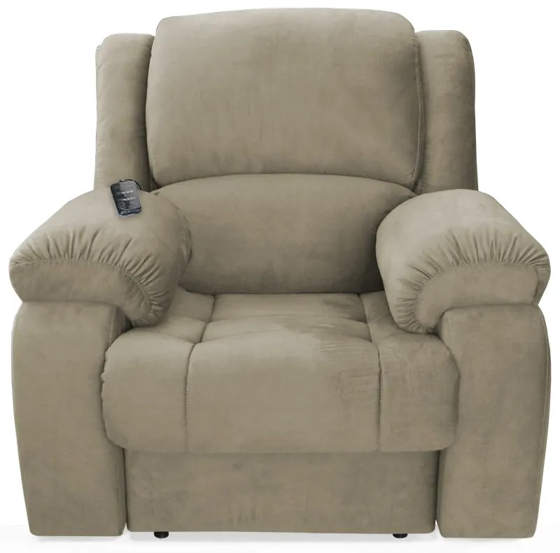 Poltrona Decorativa Magnum Reclinável Elétrica com Massagem Suede Nude