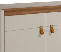 Balcão Buffet 160cm 4 Portas Pés Retrô Luzzo L06 Freijó/Off White - Mp