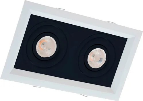Plafon De Embutir Aluminio 24,1X13,8Cm Recuado Ii - PRETO / BRANCO