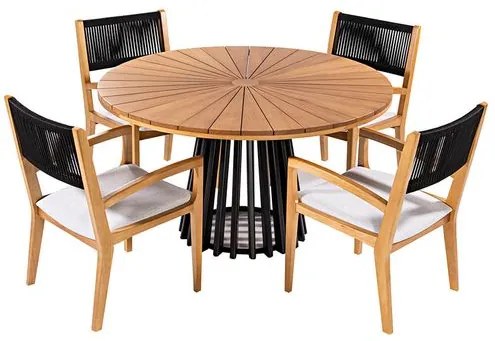 Conj. Tune Mesa de Jantar + 04 Cadeiras Corda Preta - 72517 Sun House