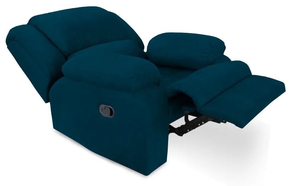 Poltrona Decorativa Magnum Reclinável Manual Suede Azul Marinho