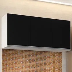 Armário Aéreo de Cozinha 120cm 3 Portas Virgínia Branco/Preto - Lumil