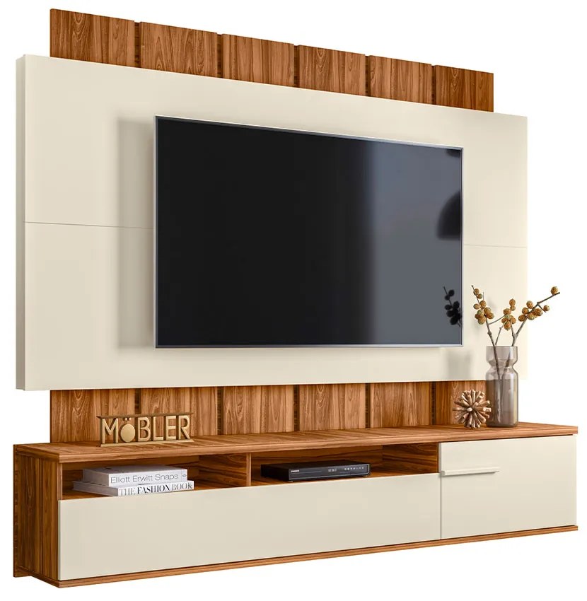 Home Suspenso Ripado 181cm Colorado Tv até 70 Mel/Off White G44 - Gran Belo