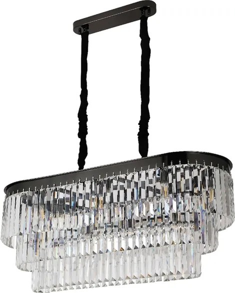 Pendente Cristal Metal Preto Cromado Palace
