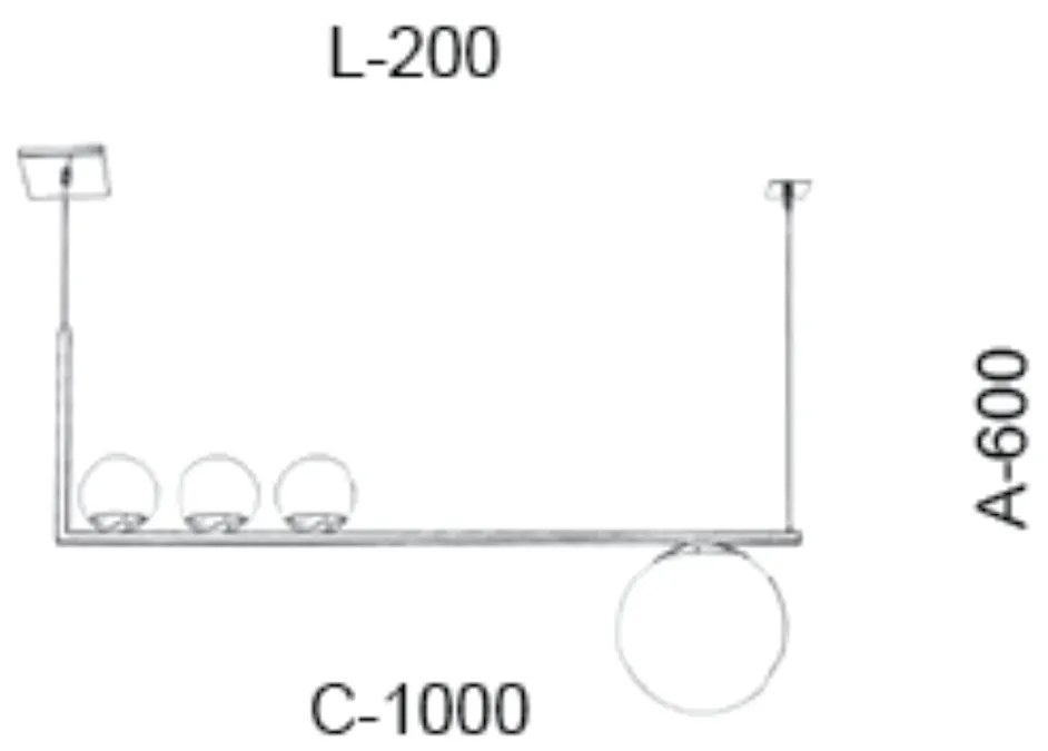 Pendente Retangular 100X25X60Cm Metal E Vidro 3 X G9 / 1 X E27 - 03 Gl... (CAFÉ / COBRE BRILHO, FOSCO)