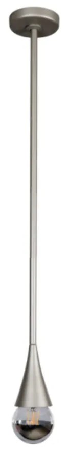 Pendente Jazz Single Rígido Haste Fixa 75Cm Ø11X75Cm 1Xe27 - Usina 520... (ES-V - Alumínio Escovado Verniz)