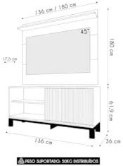 Painel Para TV 45 Pol e Rack Bancada 136cm Lucca Off/Freijó C01 - Mpoz