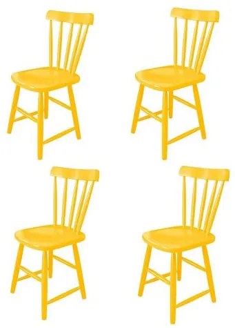 Kit 4 Cadeiras Skand Assento Escavado Cor Amarelo - 66733 Sun House