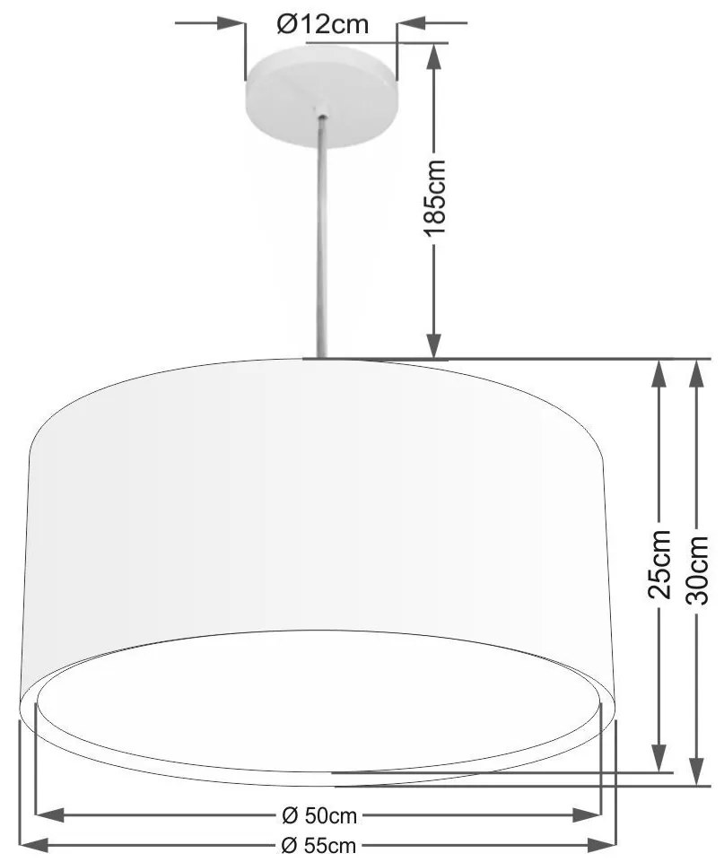 Lustre Pendente Cilíndrico Duplo Md-4289 Cúpula em Tecido 55x30cm Café - Bivolt