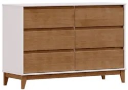 Cômoda Para Quarto 125cm 6 Gavetas Solvi Off White/Freijó F07 - Mpozen