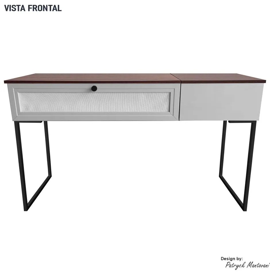 Penteadeira Escrivaninha Iron 136cm com Pés de Metal Imbuia/Bege/Preto - Vizzato - Bege