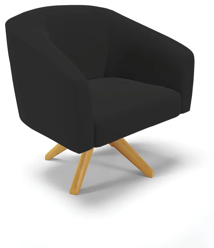 Poltrona Decorativa Giratória MA30 Kit 2 Stella Veludo D03 - D'Rossi - Preto