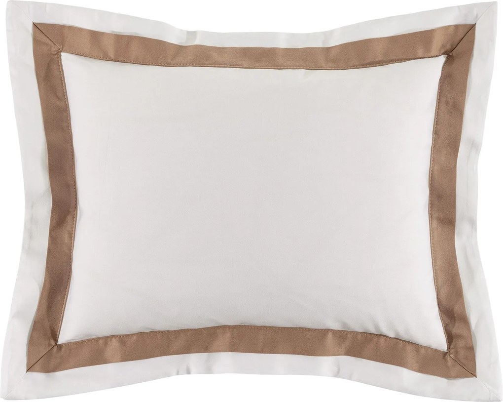 Almofada c/ Enchimento Trussardi Cetim 300 Fios Vercelli - Branco e Stelo  30 x 40 cm