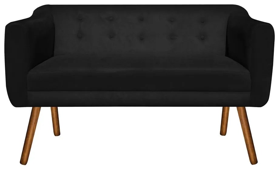 Kit 01 Namoradeira 02 Lugares e 02 Poltronas Giratória Julia Suede Preto Base Madeira MM30 D'Rossi