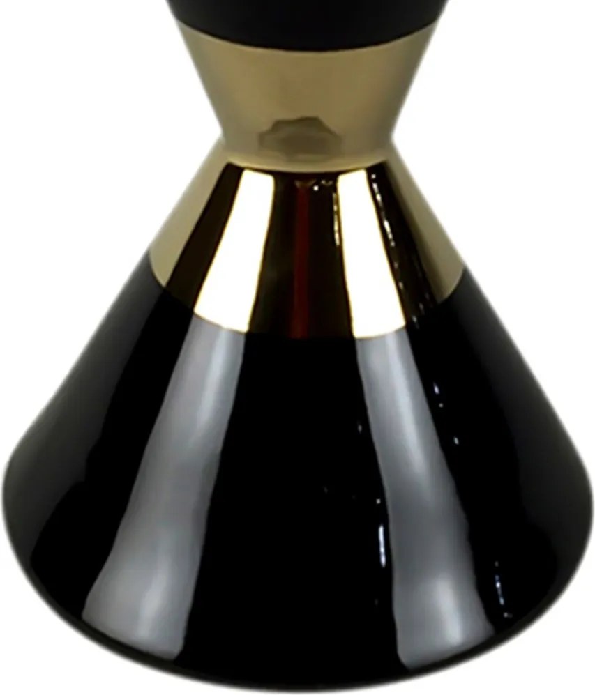 Castical Decorativo Ceramica Preto e Dourado 18,5 Cm - D'Rossi